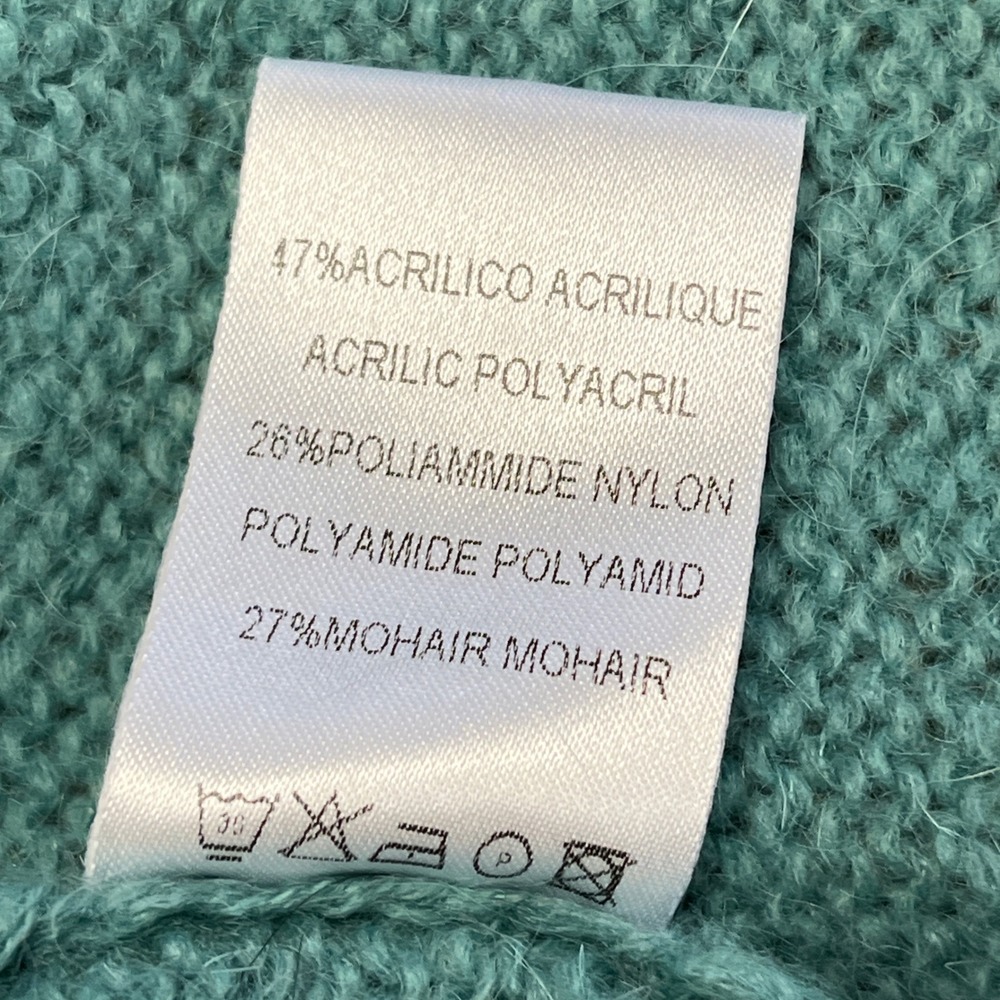 DR BLOOM Teal Mohair Blend Cardigan Sweater Sz S M Feminine Cottage Girly - Picture 12 of 14